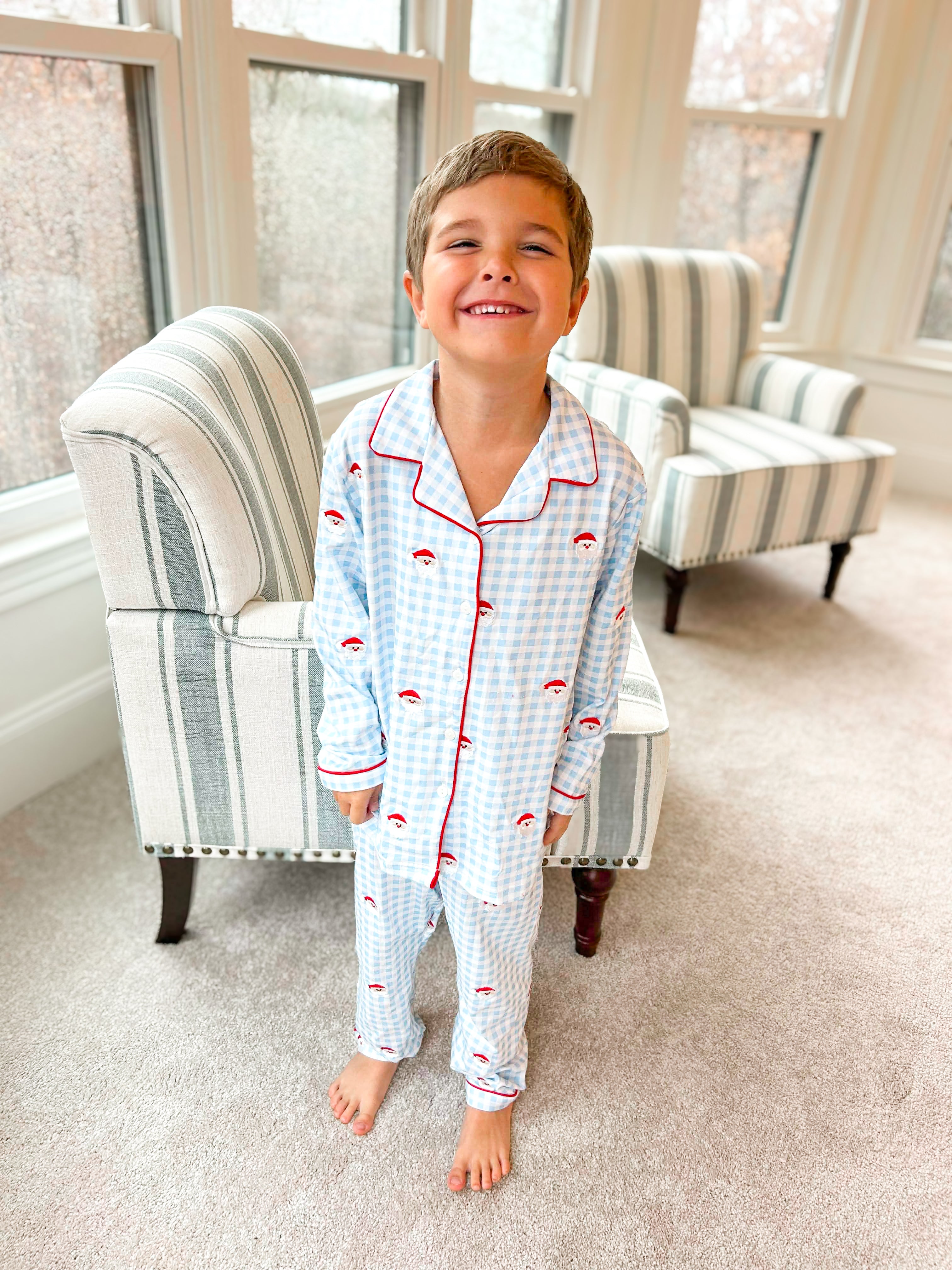 Boys Embroidered Santa Knit Lounge Set