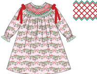 PRE ORDER Girls Smocked Christmas Garland Bloomer Set & Dress | ETA to LBS: OCTOBER