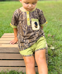 Boys French Knot Dog Bottomland Camo Short Set