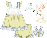 Girls Embroidered Sweet as Honey Bloomer Set & Dress