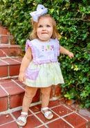 Girls Interchangeable Bib Seersucker Bloomer Set