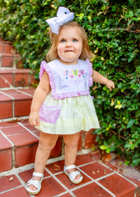 Girls Interchangeable Bib Seersucker Bloomer Set
