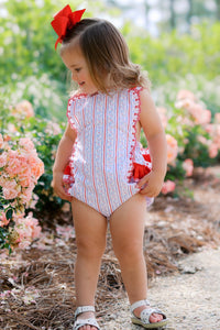 Girls Patriotic Floral Sunsuit