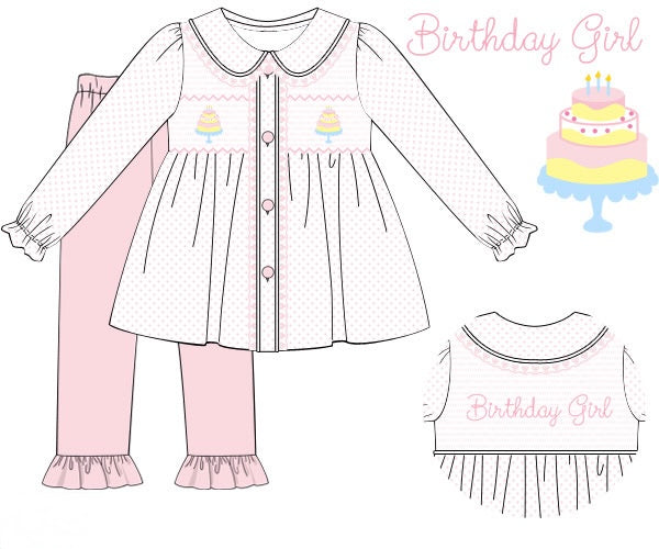 PRE ORDER Girls Custom Smock Birthday Girl Ruffle Legging Set | ETA to LBS: DECEMBER
