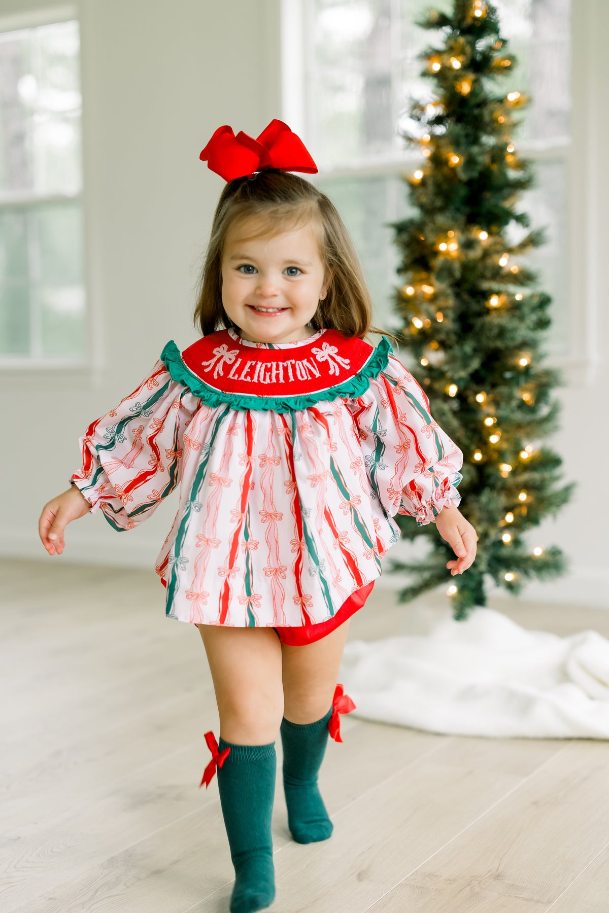 Girls “Holly Jolly” Merry & Bow Bright Bloomer Set