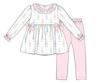 Girls Pastel Bottle Brush Trees Legging Set