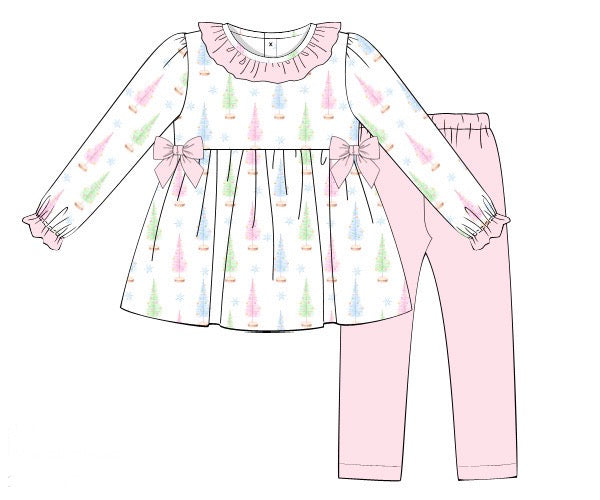 Girls Pastel Bottle Brush Trees Legging Set