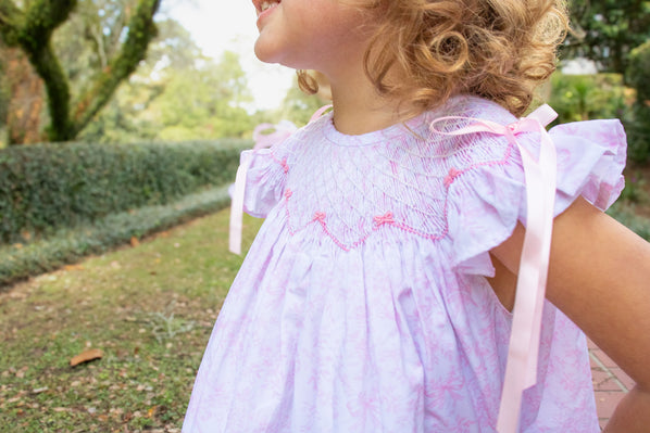 PRE ORDER Girls Toile Garden Bows Smock Bubble | ETA to LBS: March