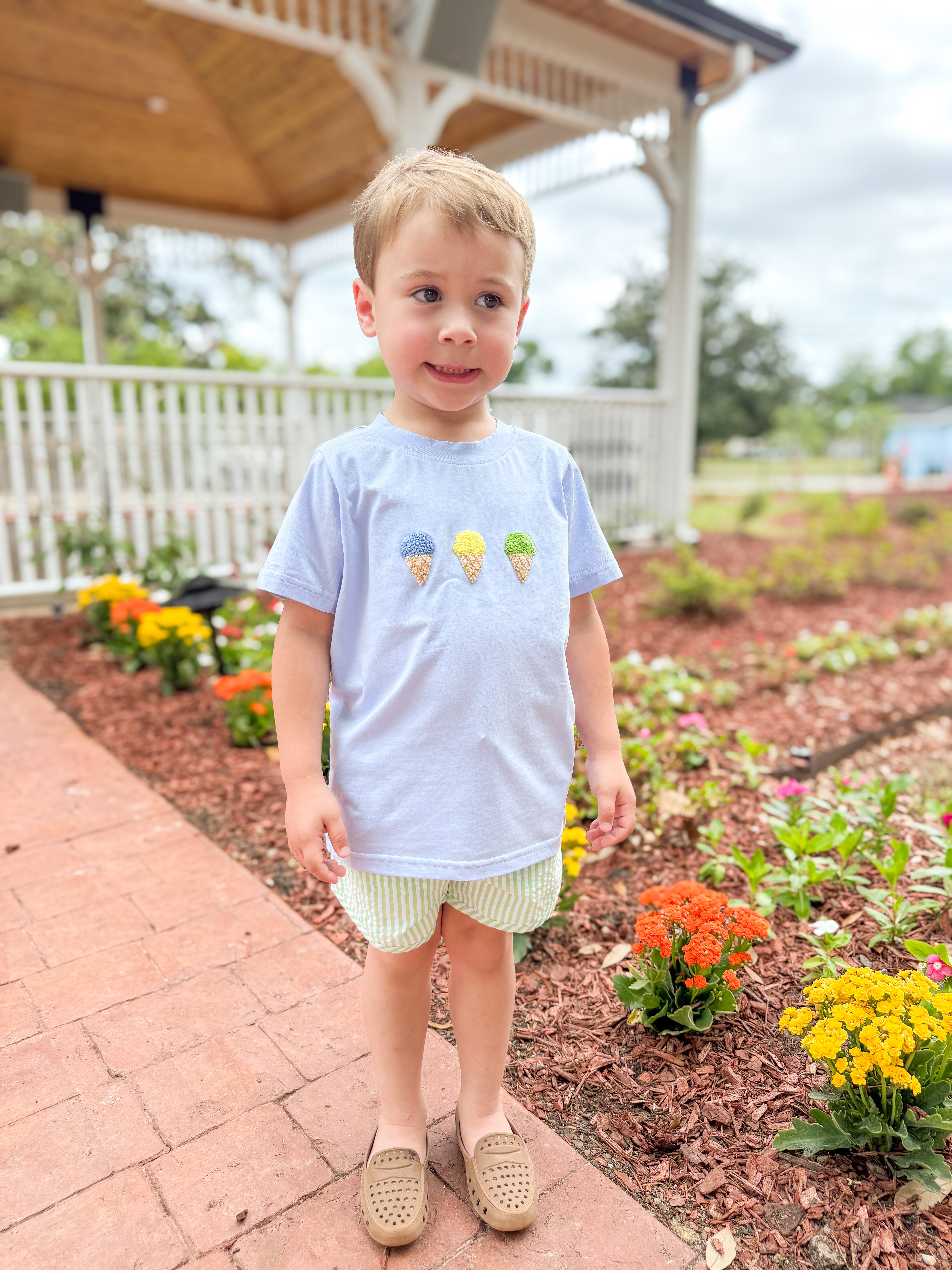 Boys French Knot Ice Cream Short Set