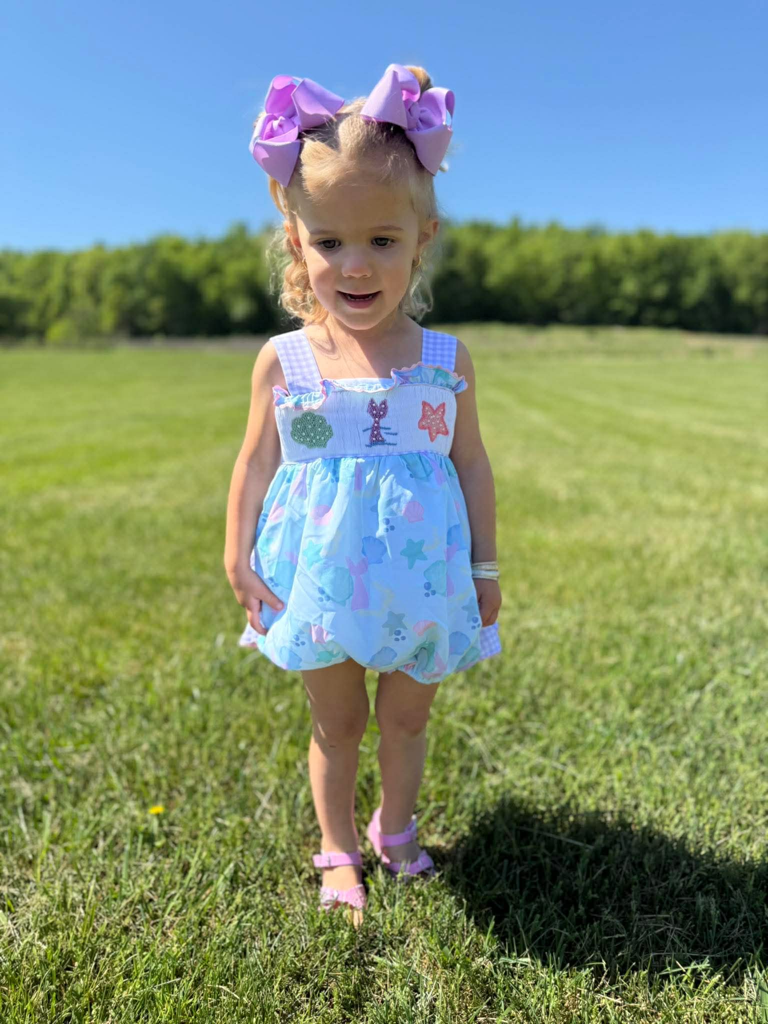 Girls Let’s Play Mermaids Smocked Bubble