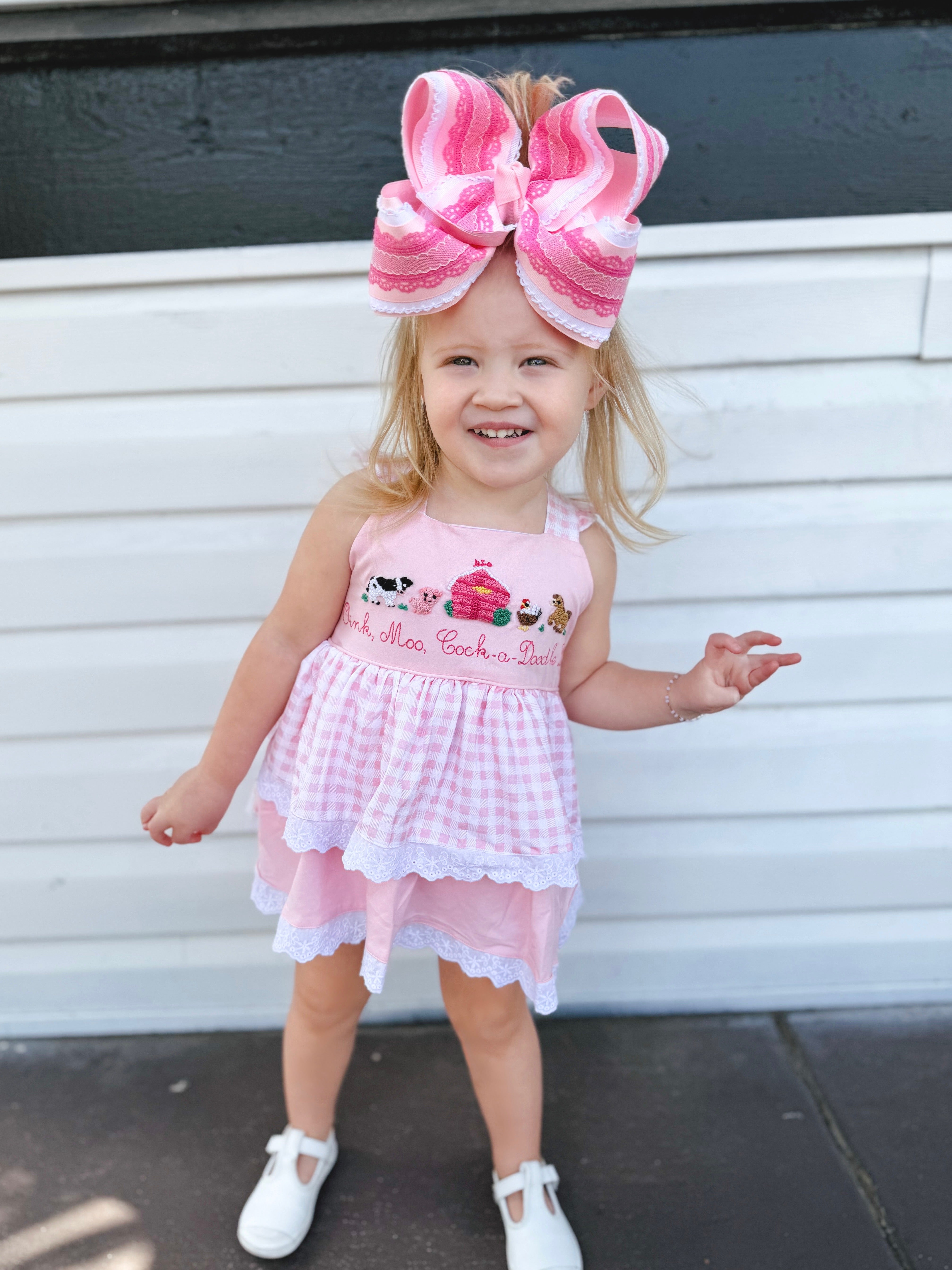 Girls French Knot Oink, Moo, Cock-a-Doodle Doo Bloomer Set