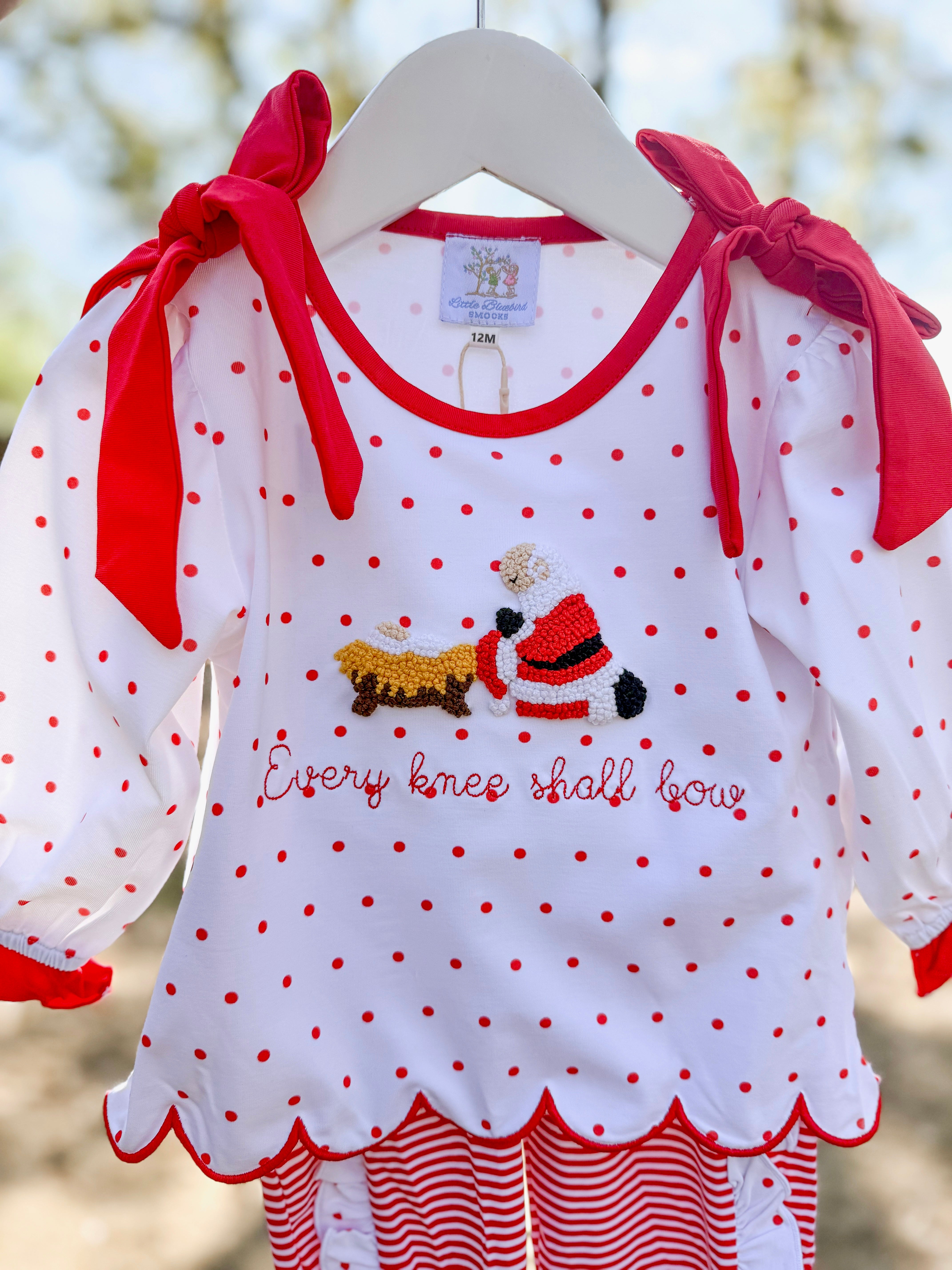 Girls Knit Every Knee Shall Bow Jogger French Knot Set