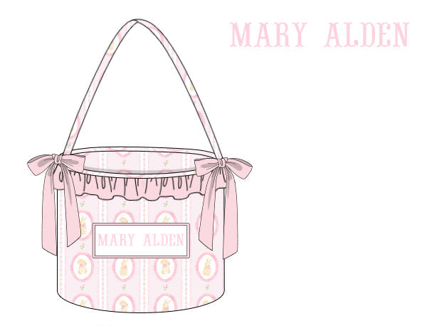 PRE ORDER Girls Watercolor Bunnies Name Smocked Easter Basket | ETA to LBS: March