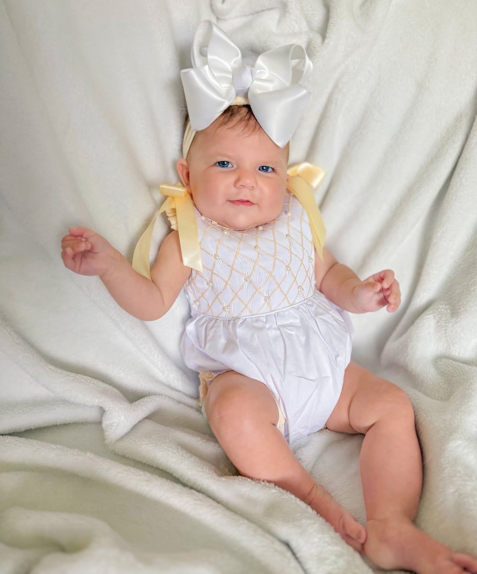 Girls Smocked Heirloom Pearl Keepsake Bubble