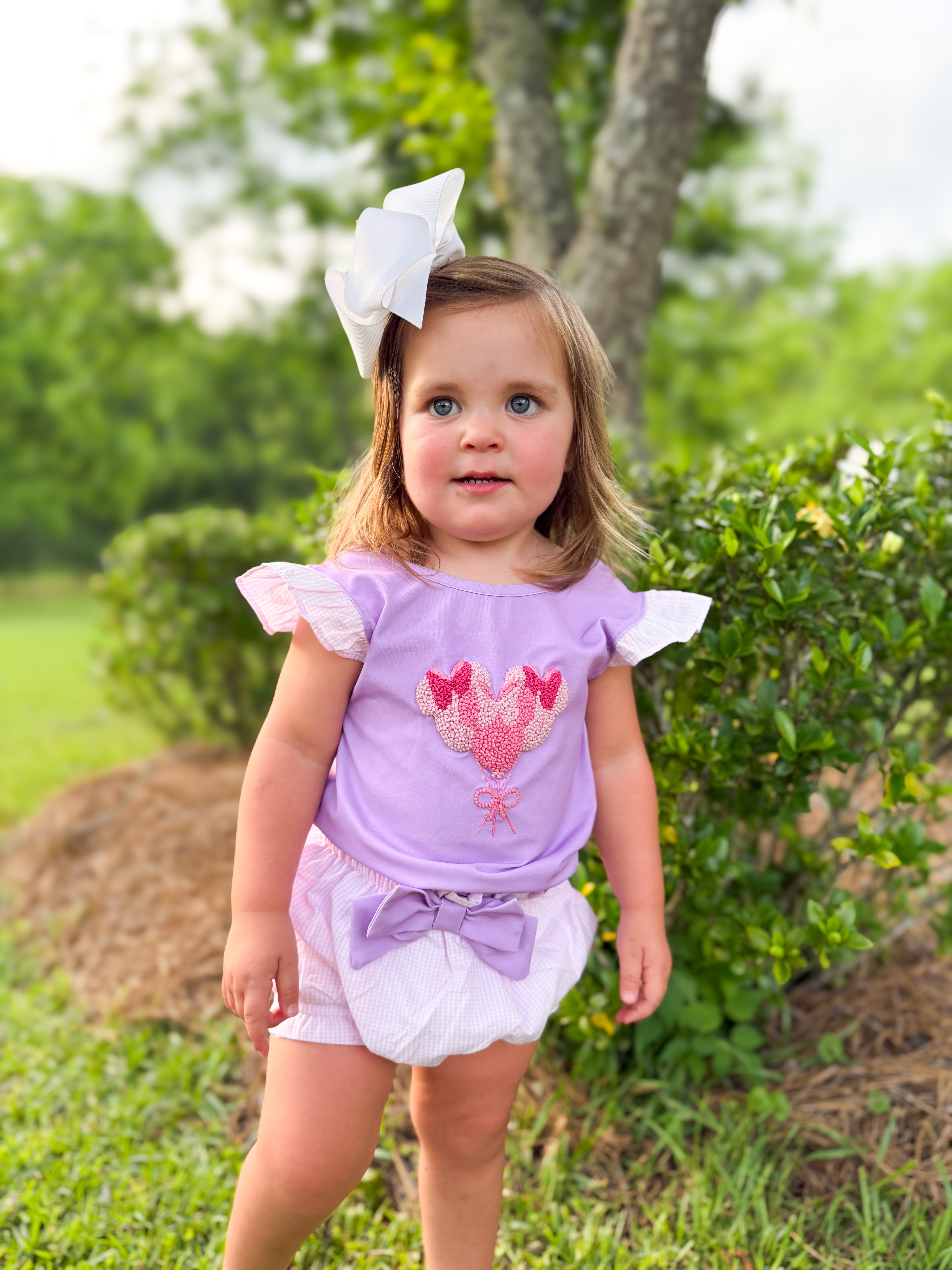 Girls French Knot Mouse Balloons Ruffle Bloomer Set