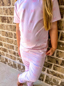 Girls Gingham Mouse Knit Pajama Pant Set
