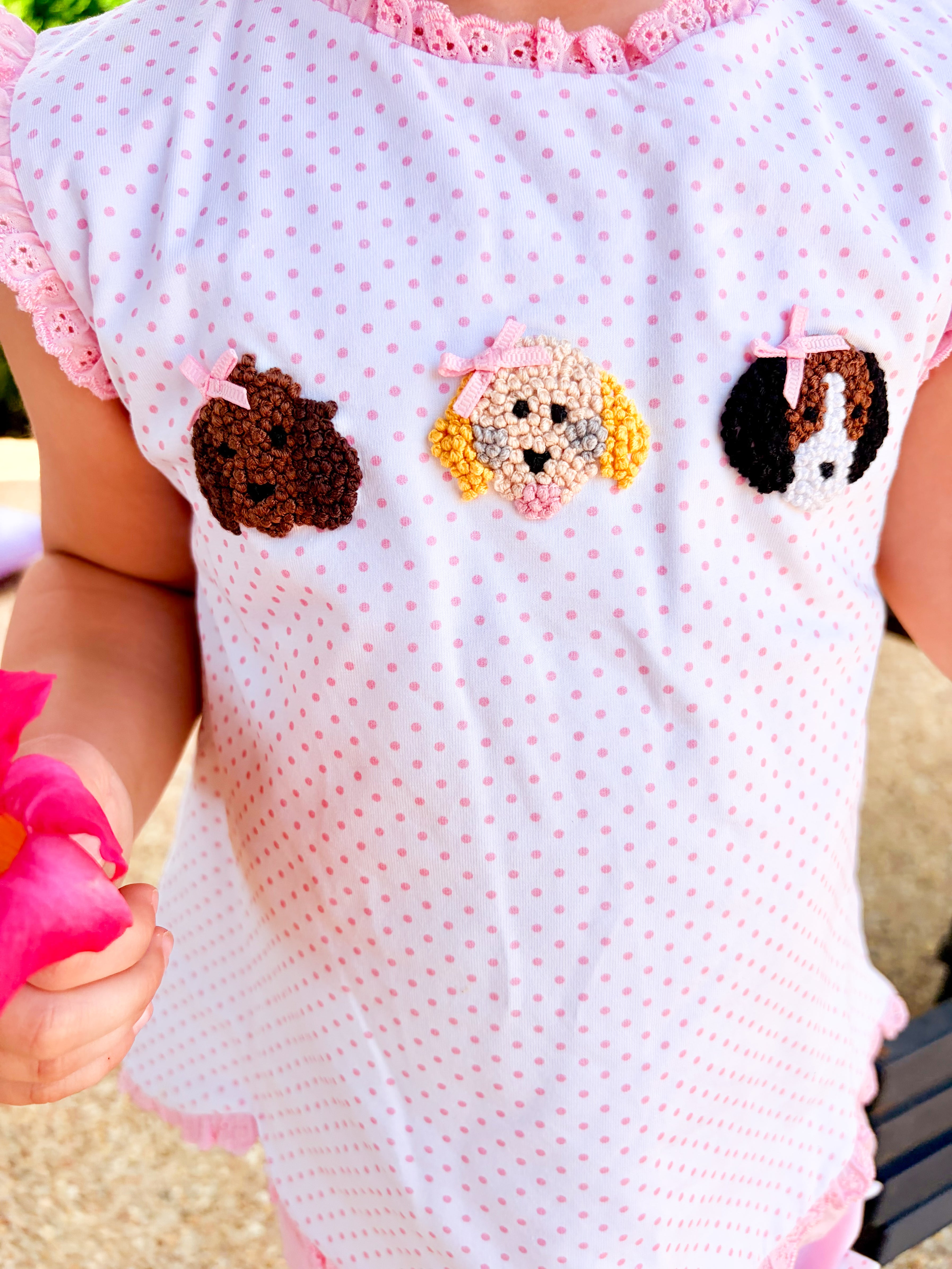 Girls French Knot Puppy Pals Bubble Bloomer Short Set