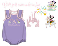 Girls French Knot Girls Just Wanna Have Fun Bubble