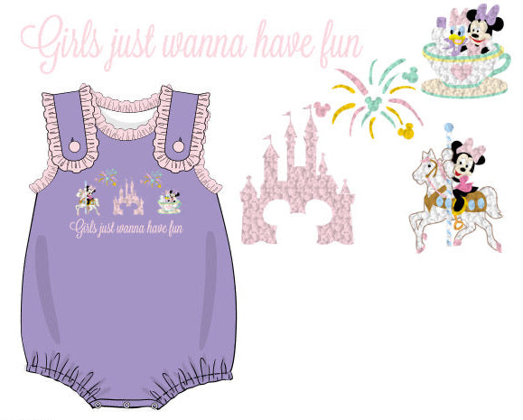 Girls French Knot Girls Just Wanna Have Fun Bubble