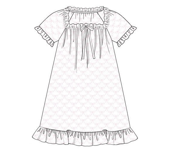 PRE ORDER Women's Pink Bows Bamboo Pajama Gown