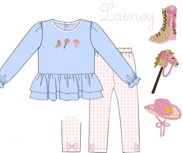 PRE ORDER Girls French Knot Little Buckaroos Legging Set | ETA to LBS: DECEMBER