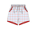 Mens Patriotic Plaid Swim Trunks