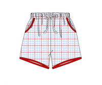 Mens Patriotic Plaid Swim Trunks