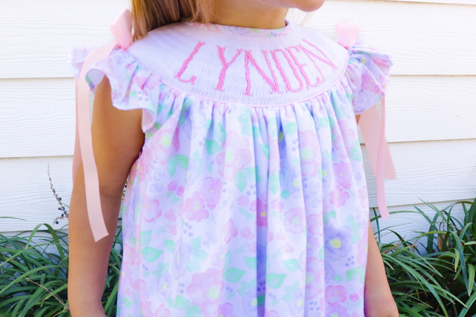 PRE ORDER Girls Name Smock Spring Blooms Bloomer Set & Dress | ETA to LBS: March