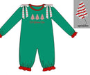 PRE ORDER Girls French Knot & Beaded Oh Christmas Tree Long Romper | ETA to LBS: OCTOBER