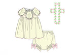 PRE ORDER Girls Bullion Stitch Rosette Crosses Bloomer Set & Dress | ETA to LBS: FEBRUARY