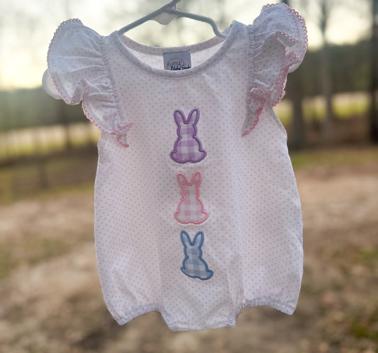 Girls Bunny Applique Knit Bubble