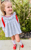 Girls Holiday Toile Bloomer Set