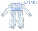 PRE ORDER Girls Custom Smock Winter Blooms Long Romper | ETA to LBS: DECEMBER