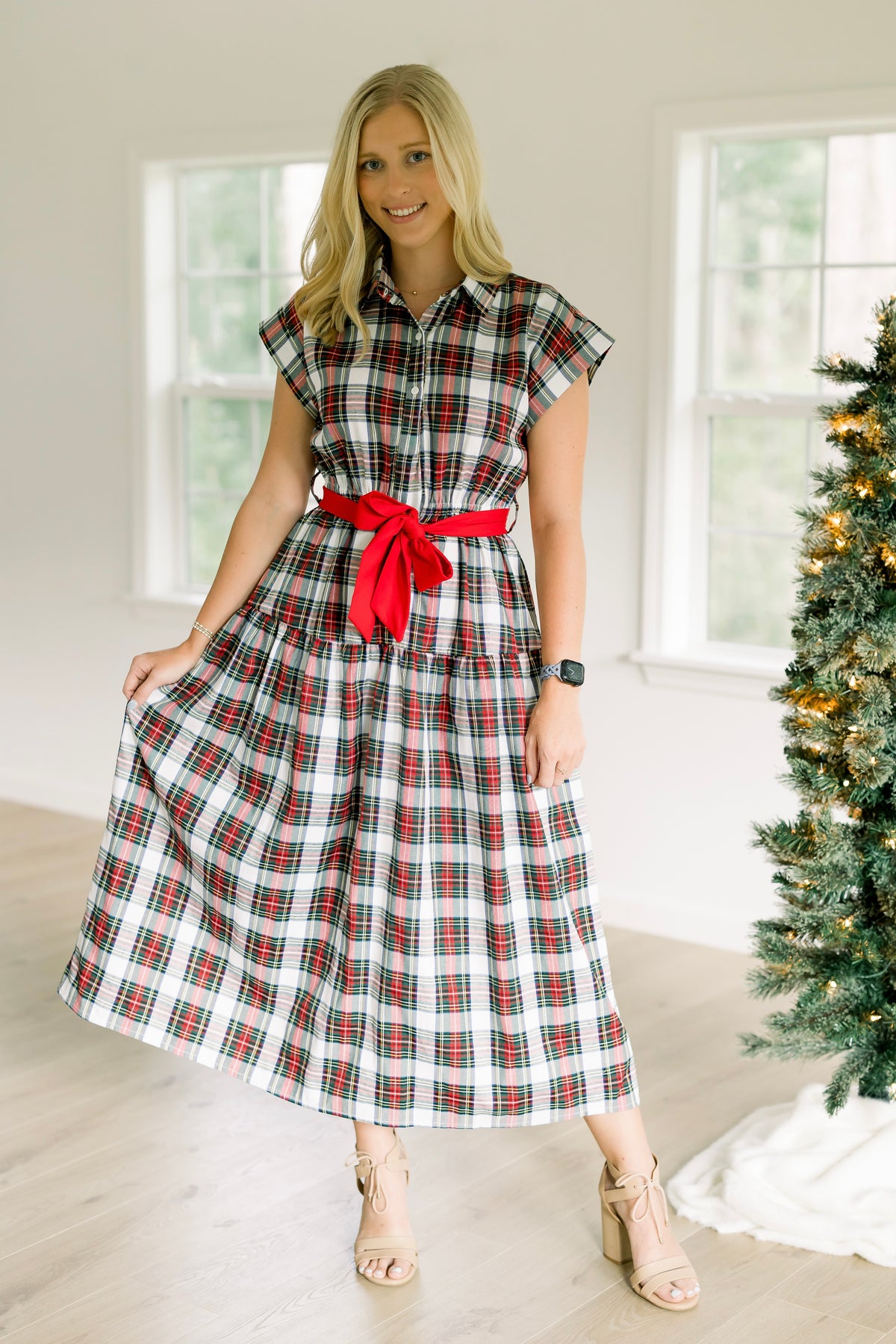 Women’s Tartan Plaid Maxi Dress