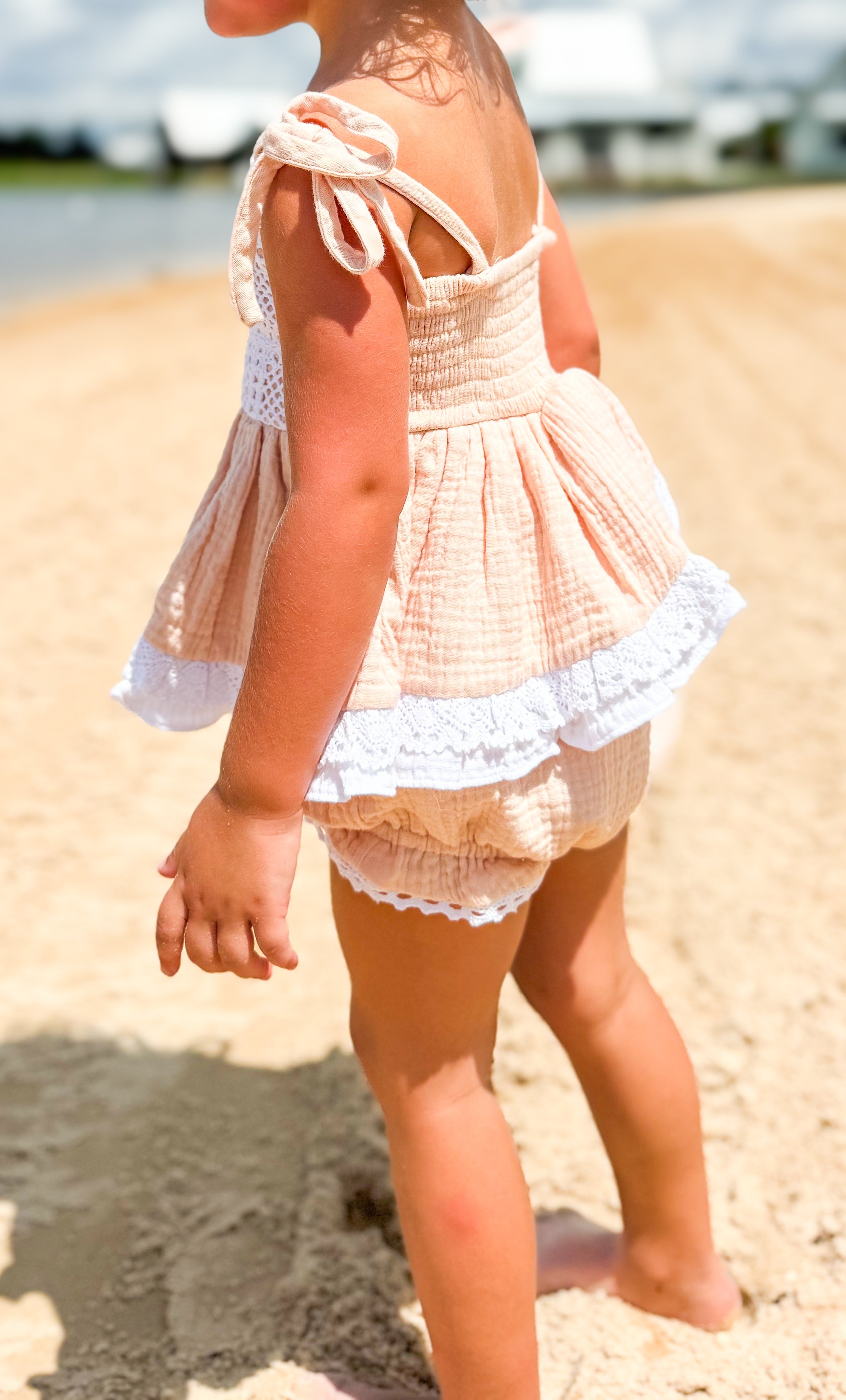 Girls Muslin & Lace Bloomer Set