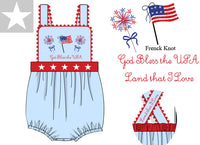 Girls French Knot God Bless the USA Bubble
