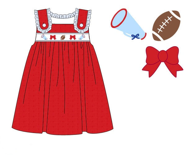 Girls Embroidered Swiss Dot Team Spirit Bloomer Set & Dress