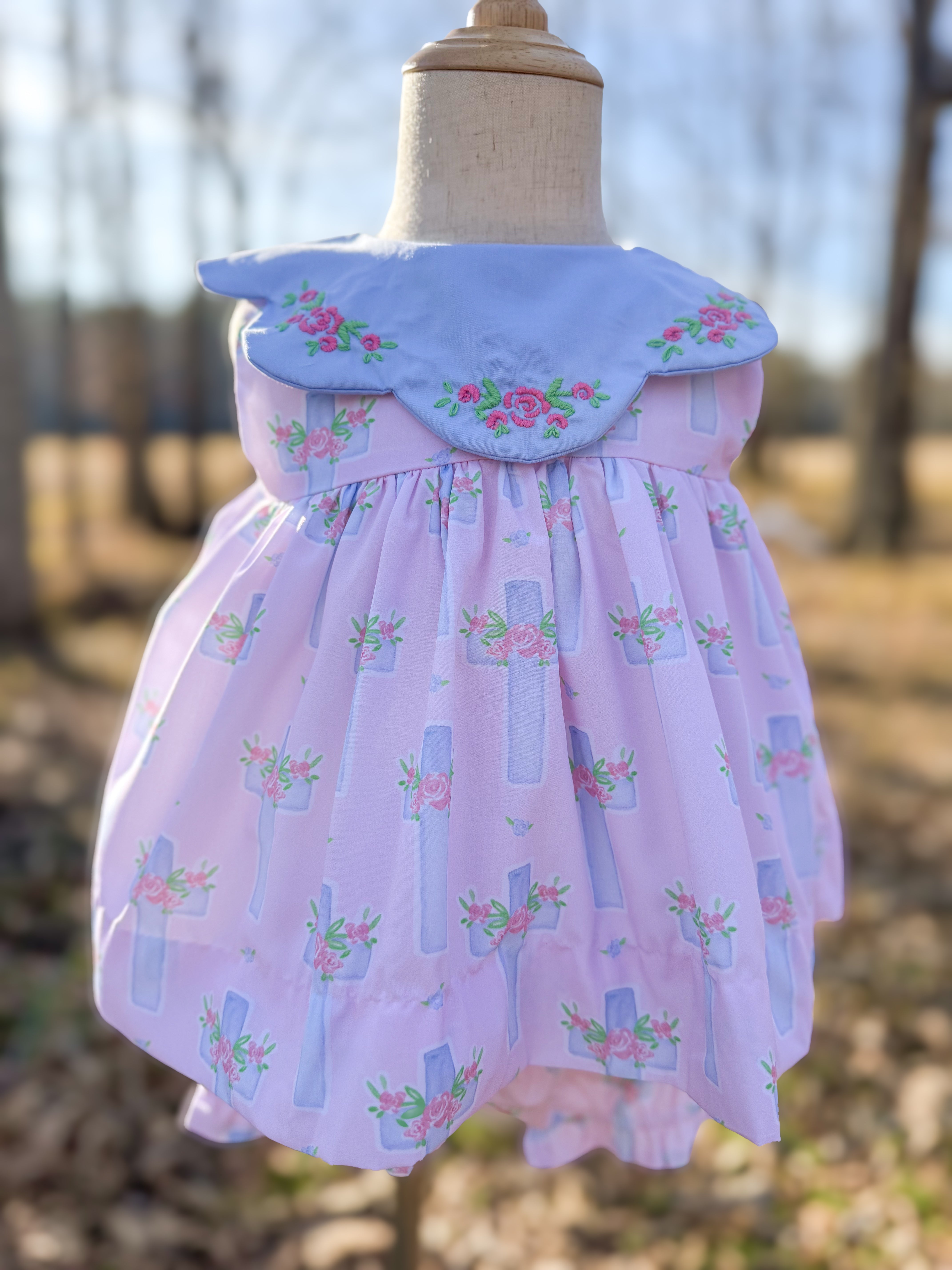 Girls Watercolor Floral Cross Bloomer Set