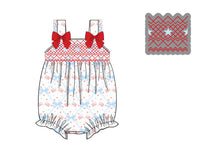 Girls Smocked Red, White, and Bows Bubble