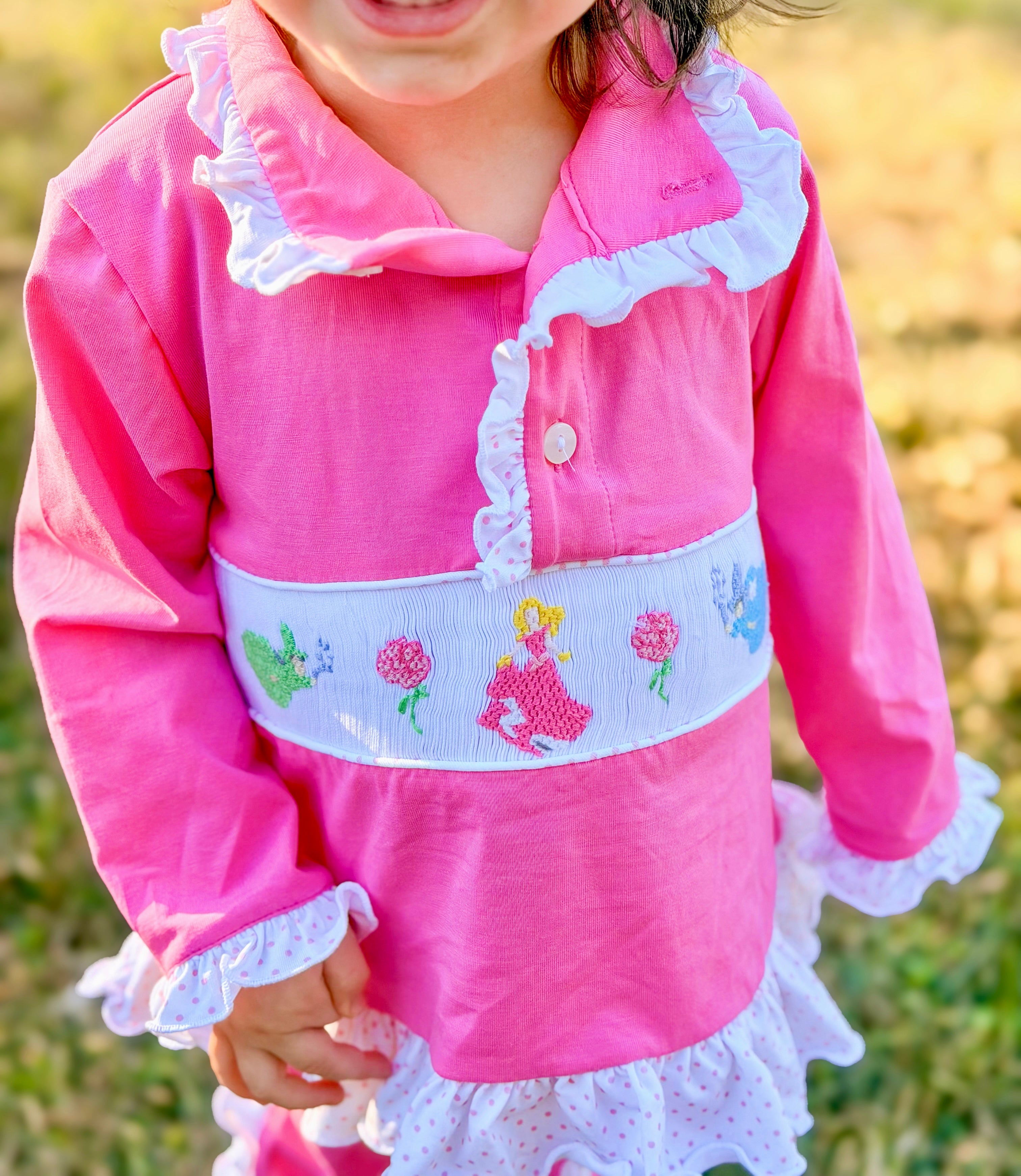 Girls Sleeping Princess Smocked Pullover Jogger Set