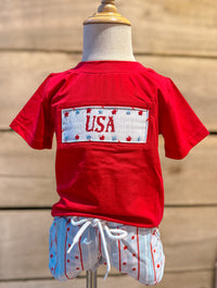 Boys Smocked “USA” Oh My Stars Short Set