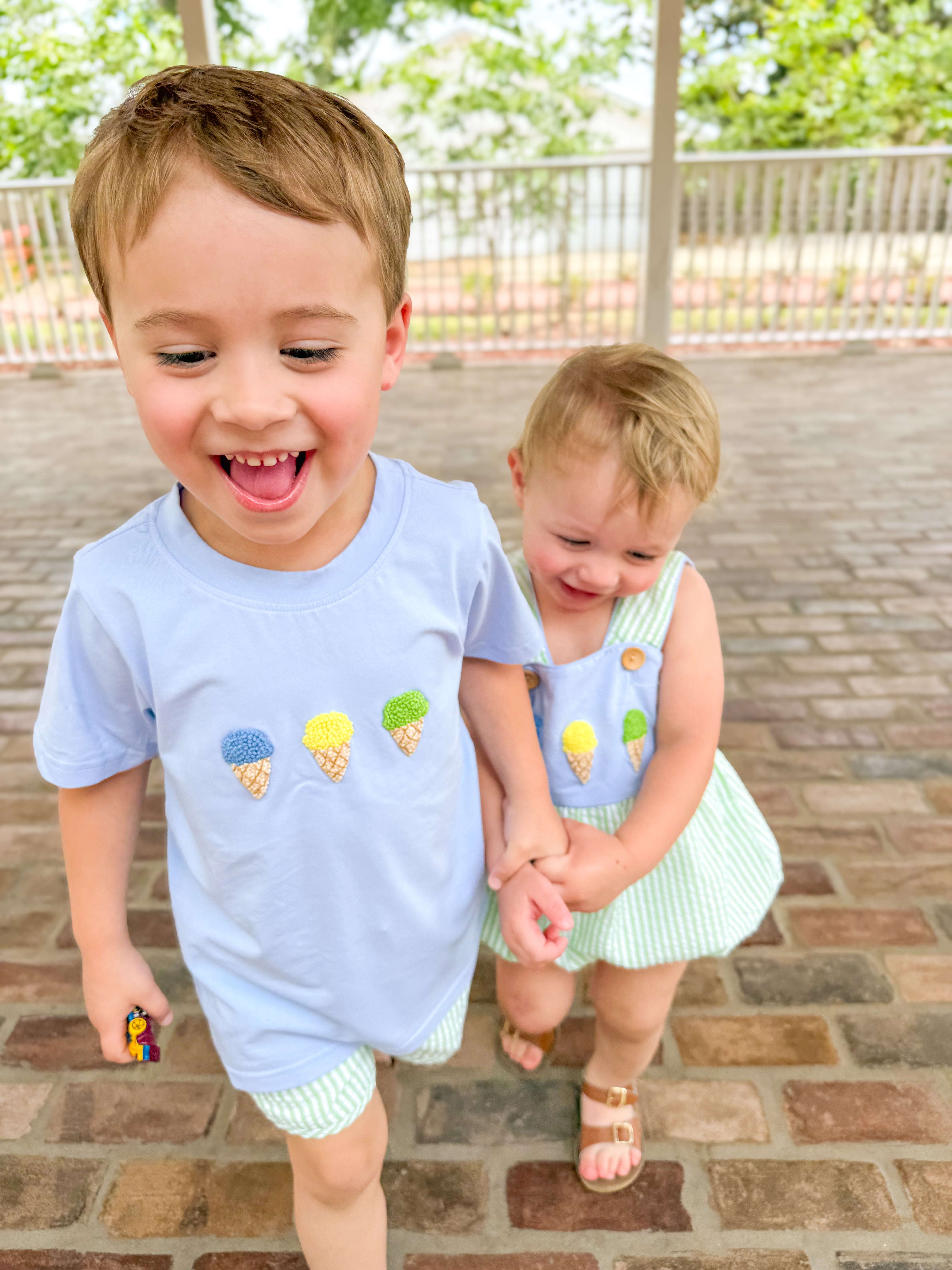 Boys French Knot Ice Cream Short Set