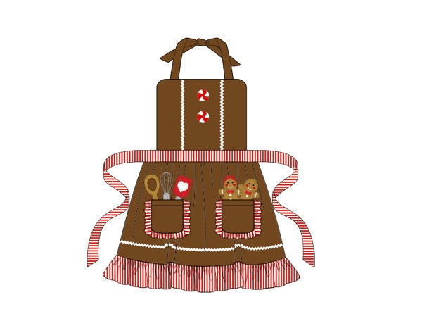 PRE ORDER Girls Christmas Gingerbread Apron | ETA to LBS: OCTOBER