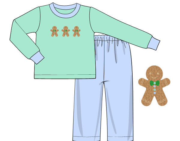 PRE ORDER Boys French Mint Gingerbread Pant Set | ETA to LBS: OCTOBER
