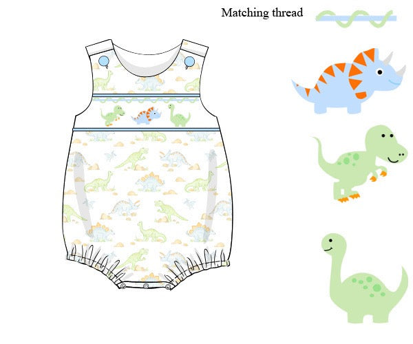 PRE ORDER Boys Smocked Dinosaurs Bubble ETA: MAY