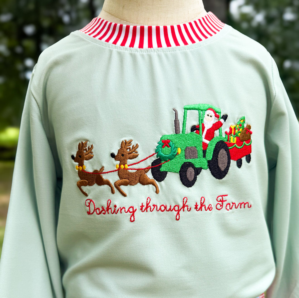 Boys Dashing Through The Farm  Embroidered Jogger Set