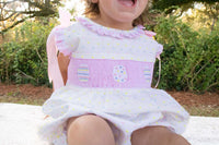 PRE ORDER Girls Swiss Dot Smocked Easter Egg Dress | ETA to LBS: LATE FEBRUARY