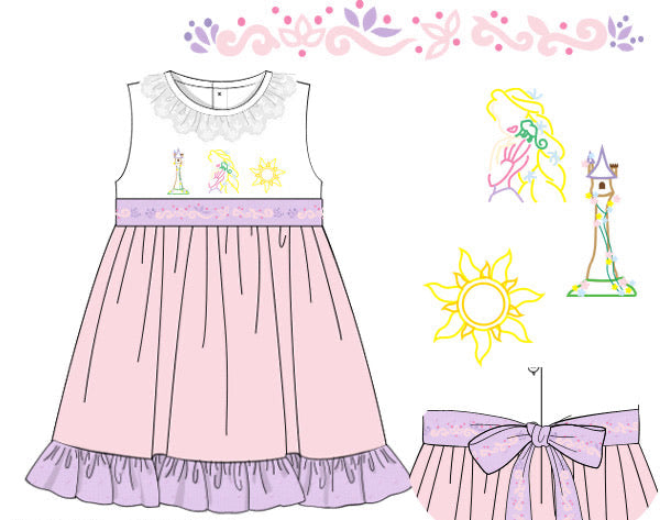 Girls Embroidered Flower Gleam and Glow Bloomer Set & Dress