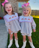 Girls Gingham Turkeys Bloomer Set