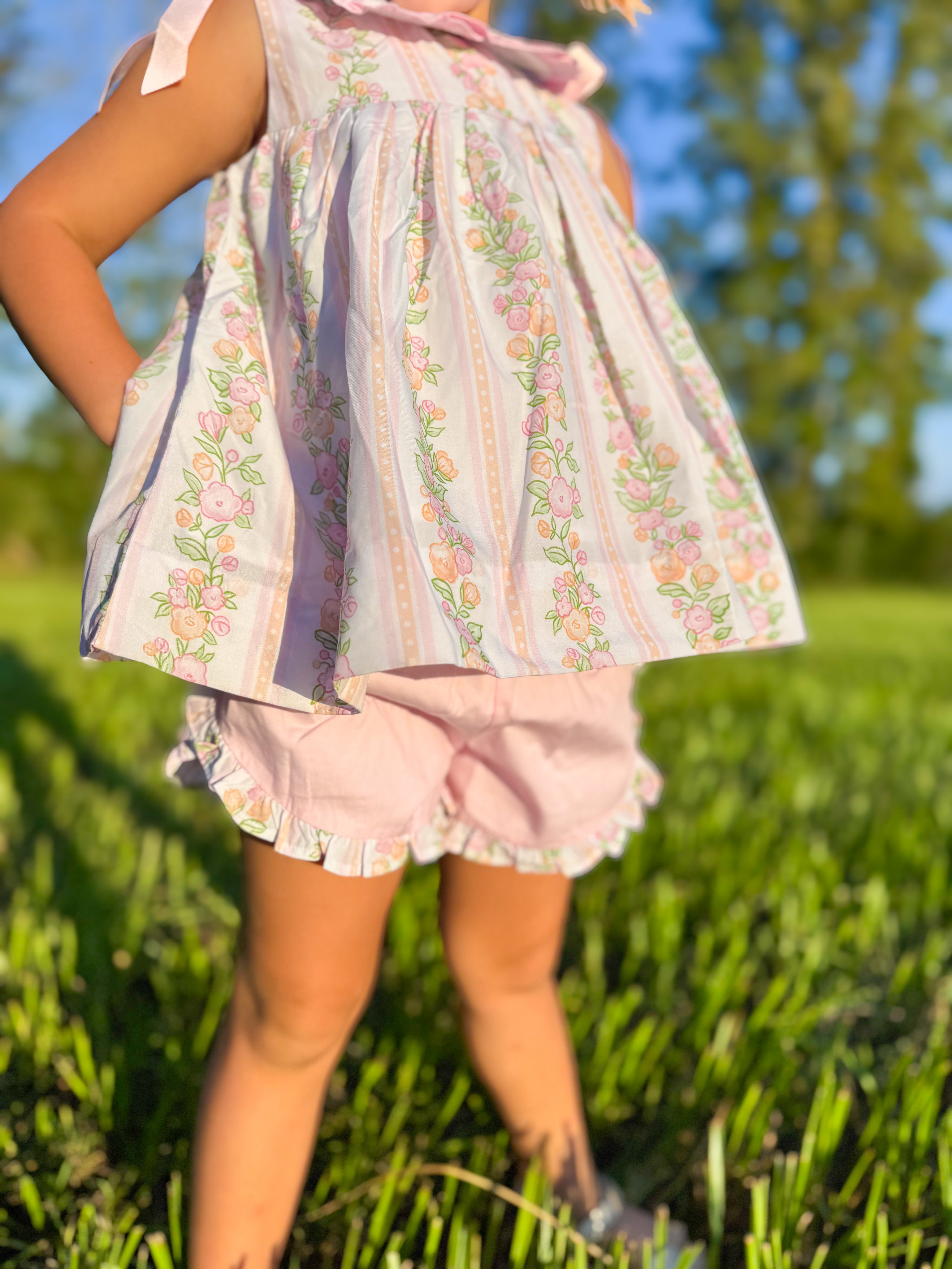 Girls Fall Floral Vine Short Set